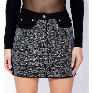 Topshop Baddie Bling Black Mini Skirt Size 2